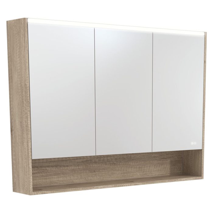 fienza 1200 LED Mirror Cabinet with Display Shelf Scandi Oak