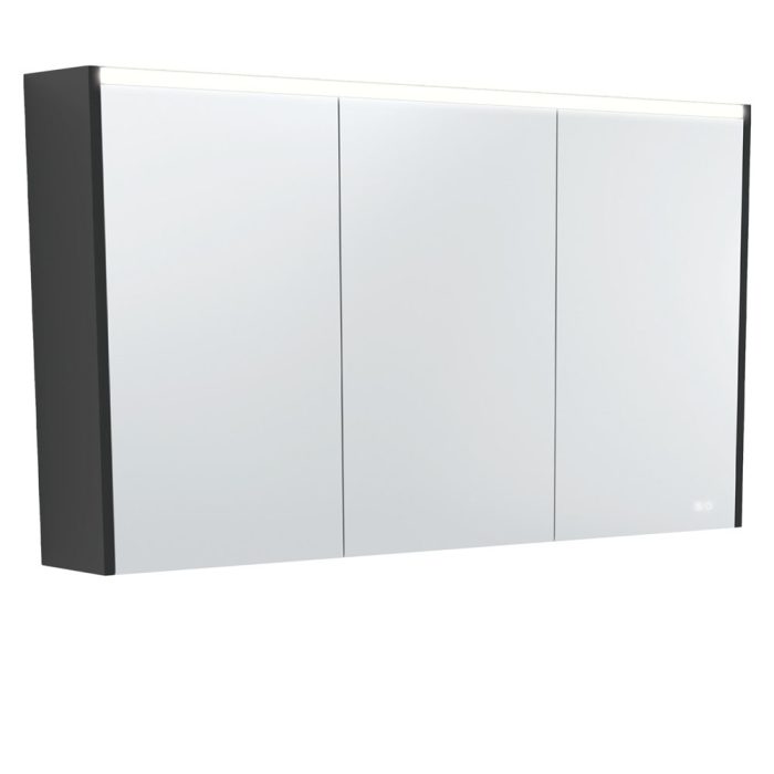 Fienza 1200 LED Mirror Cabinet With Satin Black Side Panels