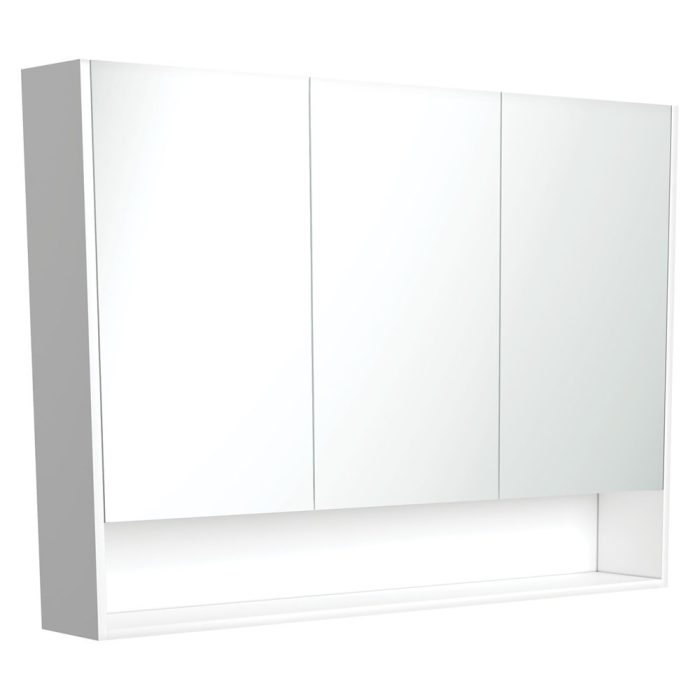 fienza 1200 Mirror Cabinet with Display Shelf Satin White