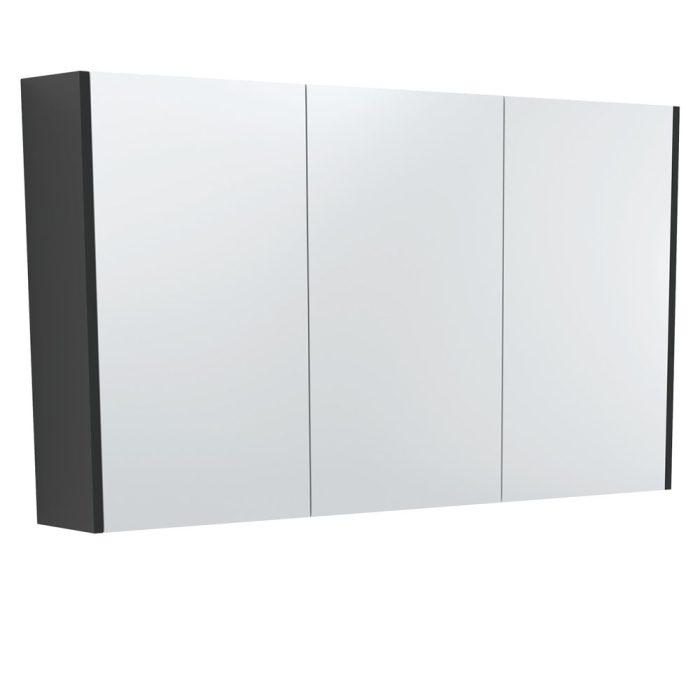 Fienza 1200 Mirror Cabinet With Satin Black Side Panels
