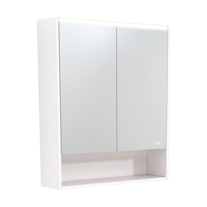 Fienza 750 LED Mirror Cabinet With Display Shelf Gloss White