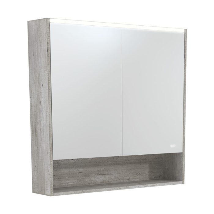 fienza 900 LED Mirror Cabinet with Display Shelf Industrial