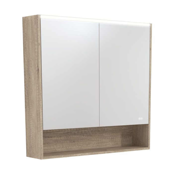 fienza 900 LED Mirror Cabinet with Display Shelf Scandi Oak