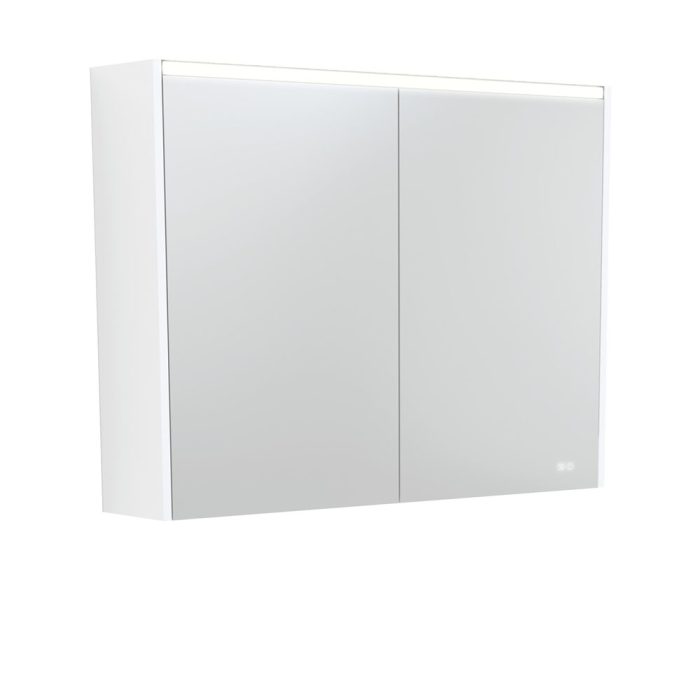fienza 900 LED Mirror Cabinet with Satin White Side Panels