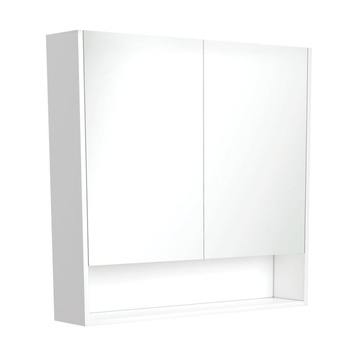 fienza 900 Mirror Cabinet with Display Shelf Satin White