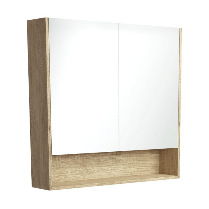 Fienza 900 Mirror Cabinet With Display Shelf Scandi Oak