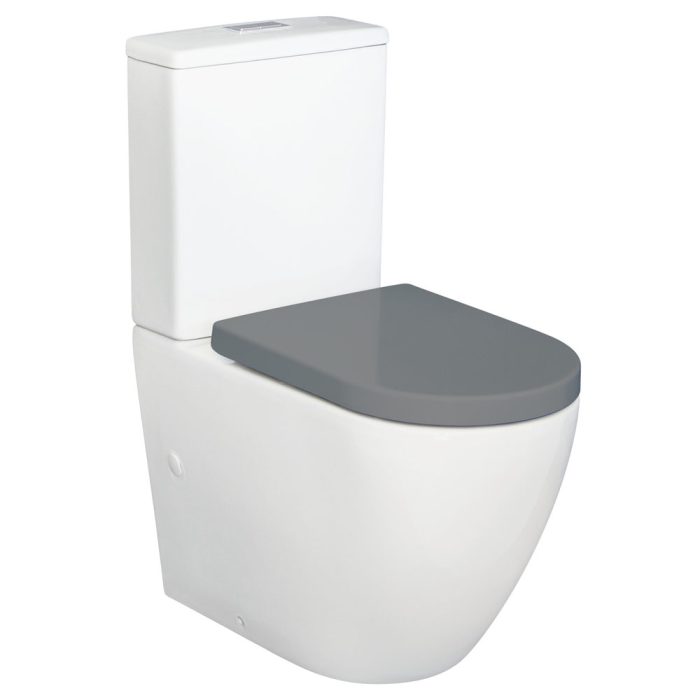 fienza Alix Back-to-Wall Toilet Suite Gloss White with Grey Seat