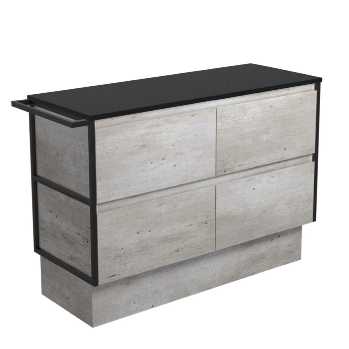fienza Amato Industrial 1200 Cabinet on Kickboard 1 Frame & 1 Towel Rail