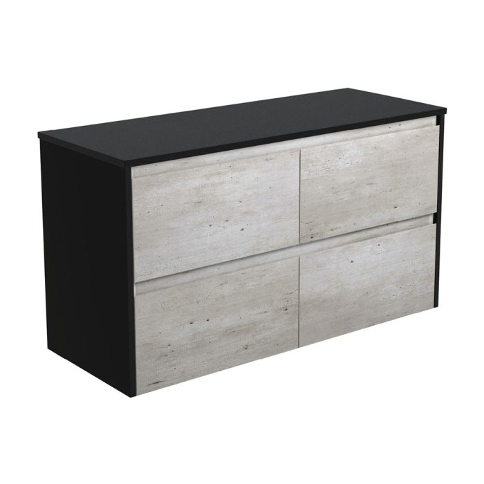 fienza Amato Industrial 1200 Wall-Hung Cabinet Satin Black Panels