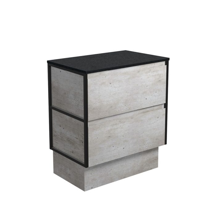 fienza Amato Industrial 750 Cabinet on Kickboard Matte Black Frames
