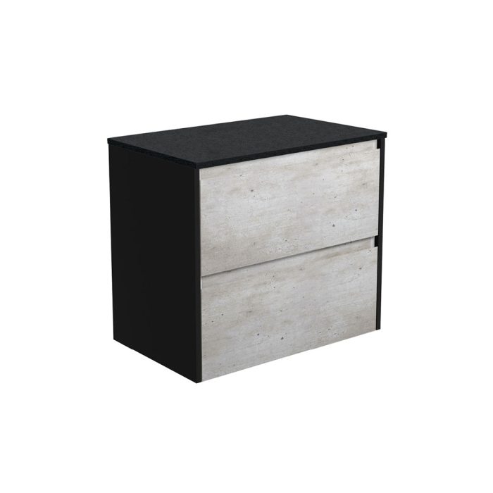 fienza Amato Industrial 750 Wall-Hung Cabinet Satin Black Panels