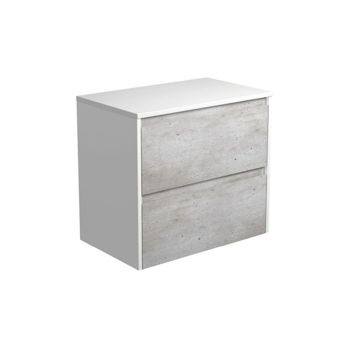 fienza Amato Industrial 750 Wall-Hung Cabinet Satin White Panels