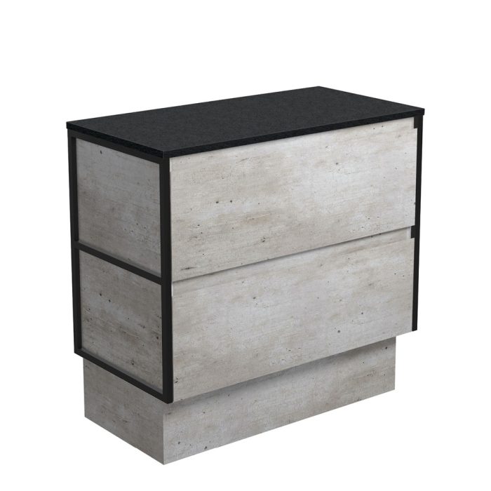 Fienza Amato Industrial 900 Cabinet On Kickboard Matte Black Frames