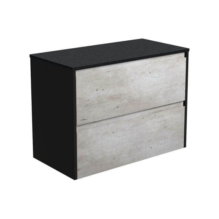 fienza Amato Industrial 900 Wall-Hung Cabinet Satin Black Panels