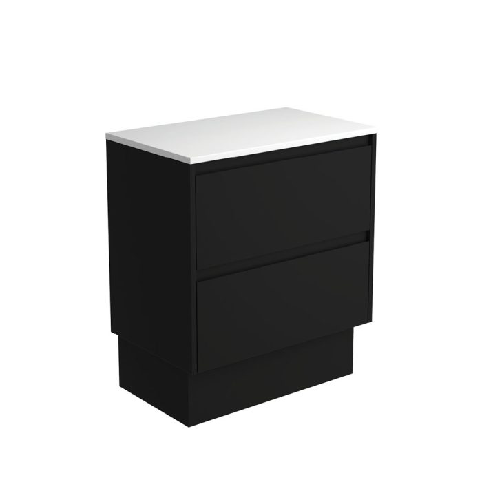 fienza Amato Satin Black 750 Cabinet on Kickboard Satin Black Panels