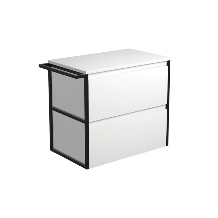 fienza Amato Satin White 750 Wall-Hung Cabinet 1 Frame & 1 Towel Rail