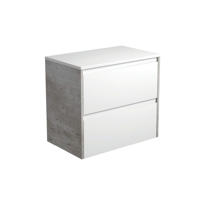 fienza Amato Satin White 750 Wall-Hung Cabinet Industrial Panels