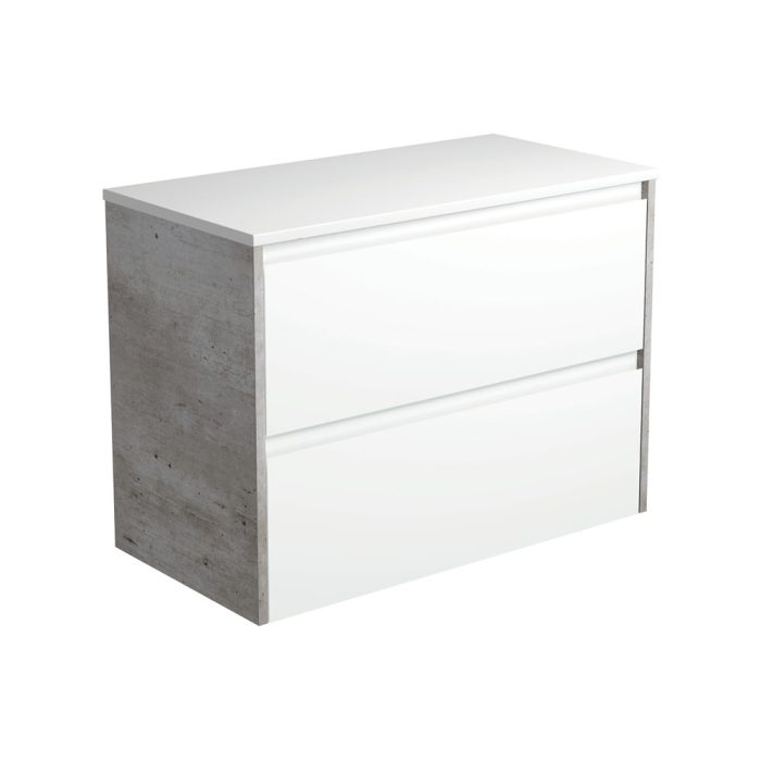 fienza Amato Satin White 900 Wall-Hung Cabinet Industrial Panels