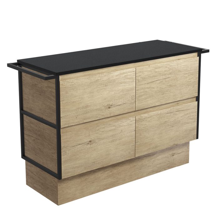 fienza Amato Scandi Oak 1200 Cabinet on Kickboard Matte Black Towel Rails
