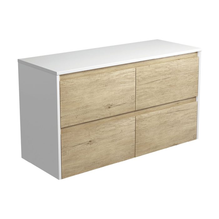 fienza Amato Scandi Oak 1200 Wall-Hung Cabinet Satin White Panels