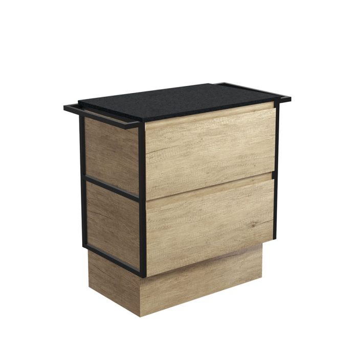 Fienza Amato Scandi Oak 750 Cabinet On Kickboard Matte Black Towel Rails