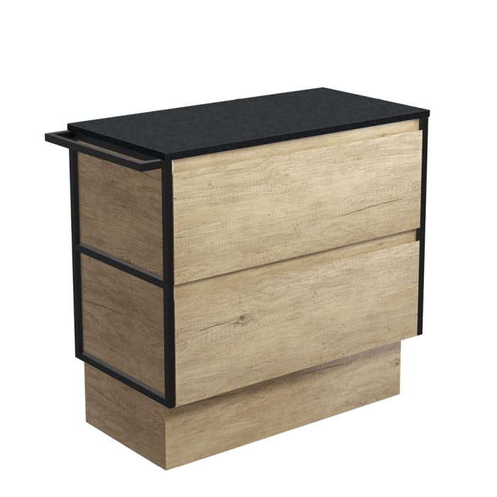 Fienza Amato Scandi Oak 900 Cabinet On Kickboard 1 Frame & 1 Towel Rail
