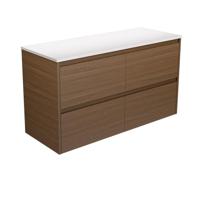 fienza Amato Walnut 1200 Wall Hung Cabinet Walnut Panels