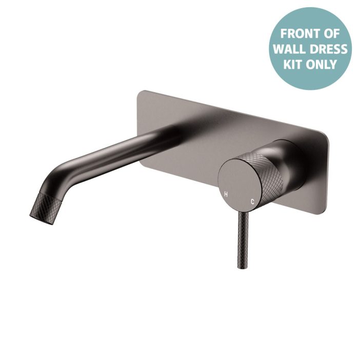fienza Axle Wall Basin/Bath Mixer Dress Kit Rectangular Plate 160mm Outlet Gun Metal
