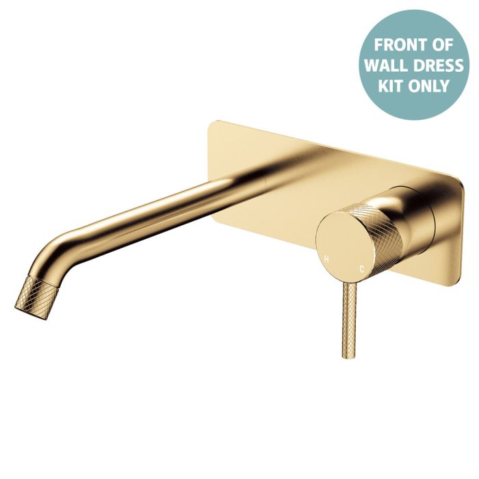 fienza Axle Wall Basin/Bath Mixer Dress Kit Rectangular Plate 200mm Outlet Urban Brass