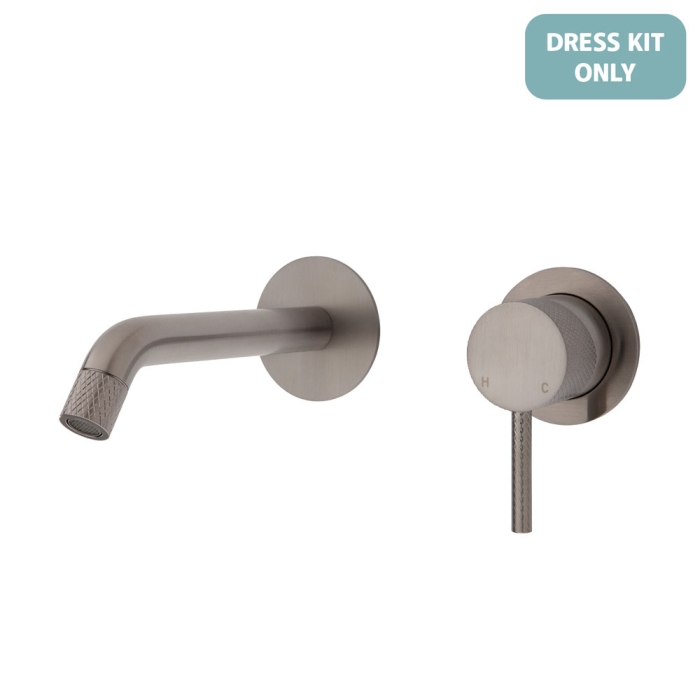 fienza Axle Wall Basin/Bath Mixer Dress Kit Round Plates 160mm Outlet Brushed Nickel