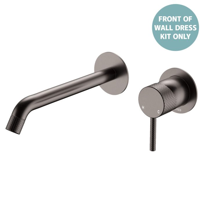 fienza Axle Wall Basin/Bath Mixer Dress Kit Round Plates 200mm Outlet Gun Metal