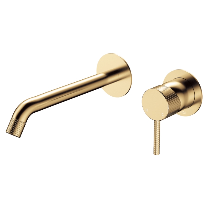 fienza Axle Wall Basin/Bath Mixer Set Round Plates 200mm Outlet Urban Brass fienza Axle Wall Basin/Bath Mixer Set Round Plates 200mm Outlet Urban Brass