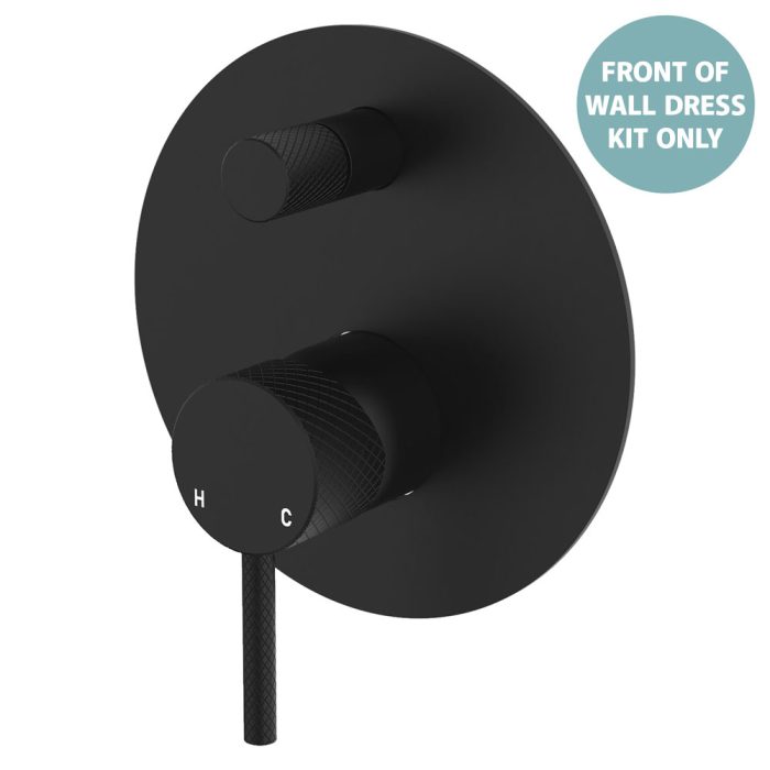 fienza Axle Wall Diverter Mixer Dress Kit Large Round Plate Matte Black