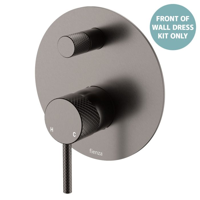 fienza Axle Wall Diverter Mixer Dress Kit Large Round Plates Gun Metal