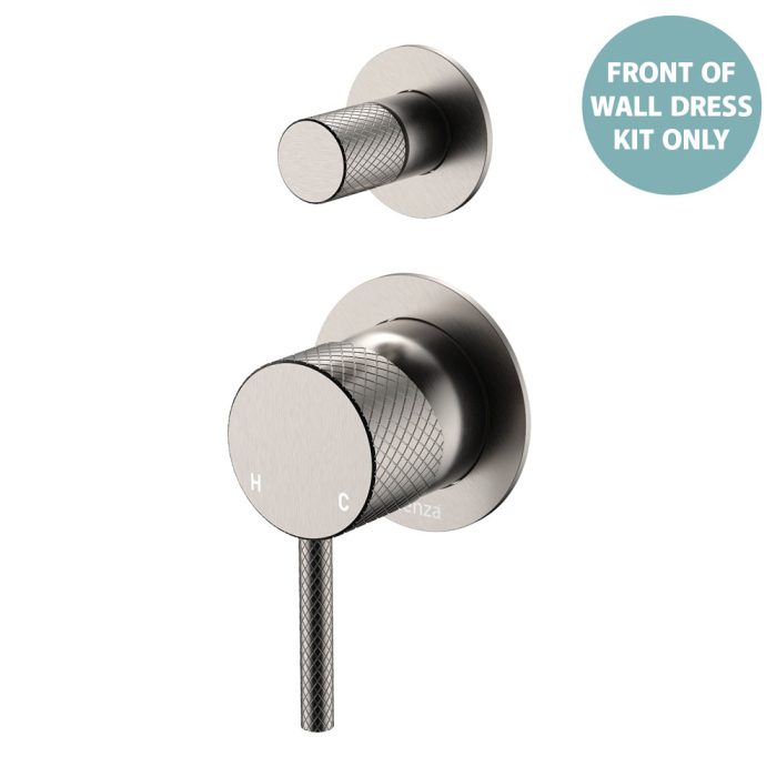 fienza Axle Wall Diverter Mixer Dress Kit Small Round Plates Brushed Nickel