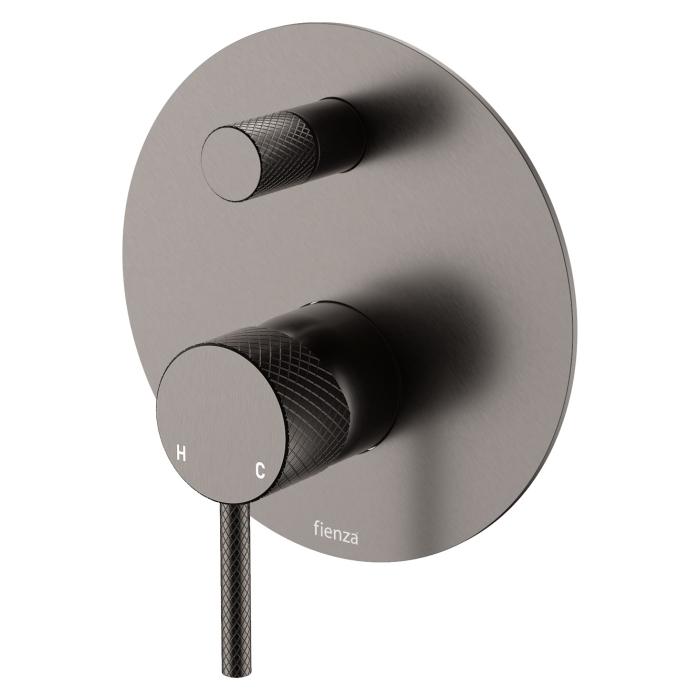fienza Axle Wall Diverter Mixer Large Round Plate Gun Metal fienza Axle Wall Diverter Mixer Large Round Plate Gun Metal
