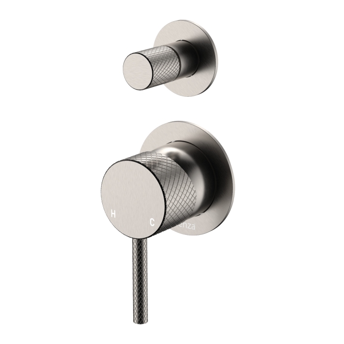 fienza Axle Wall Diverter Mixer Small Round Plates Brushed Nickel fienza Axle Wall Diverter Mixer Small Round Plates Brushed Nickel