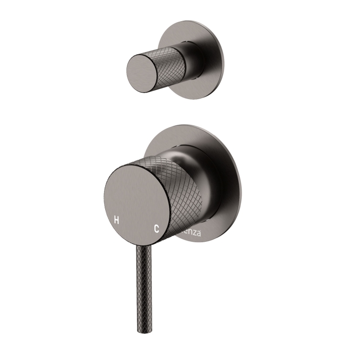 fienza Axle Wall Diverter Mixer Small Round Plates Gun Metal fienza Axle Wall Diverter Mixer Small Round Plates Gun Metal