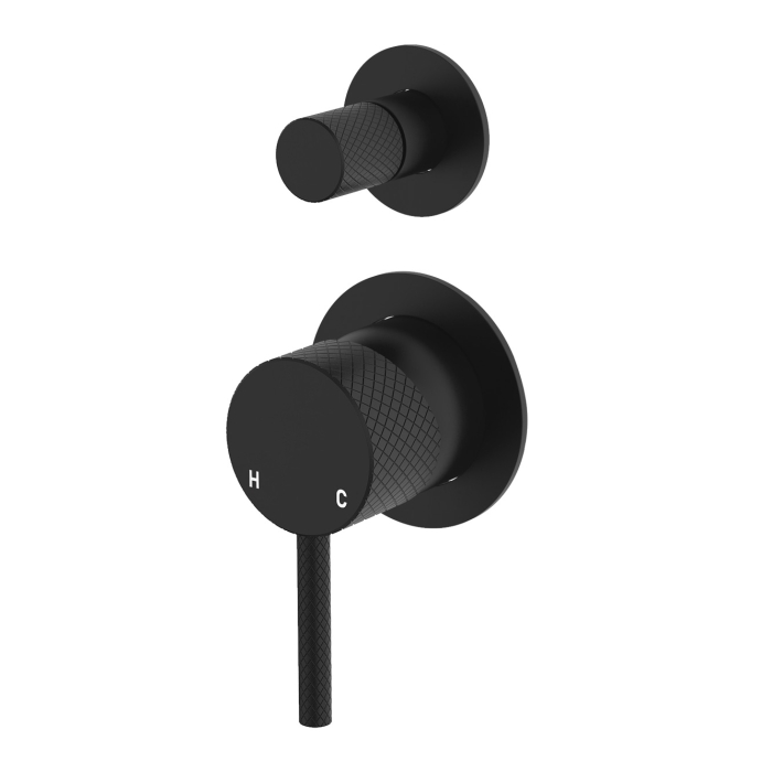 fienza Axle Wall Diverter Mixer Small Round Plates Matte Black fienza Axle Wall Diverter Mixer Small Round Plates Matte Black