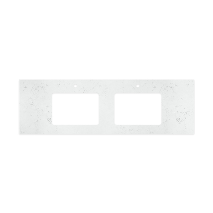 fienza Bianco Marble Silica Free Stone Top Rectangular Full Depth with Double Undermount Basin Hole & Tap Holes 1500mm