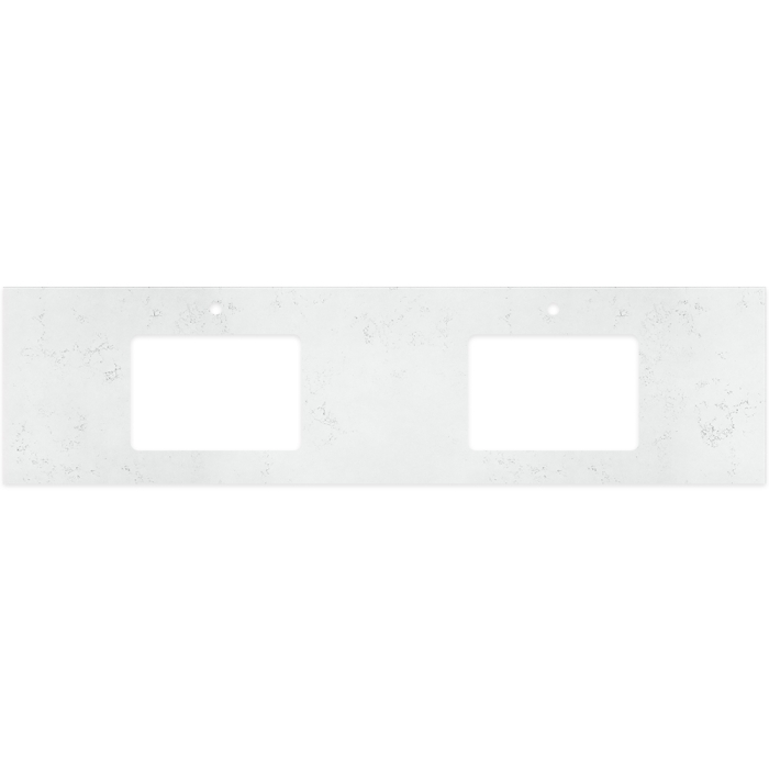 fienza Bianco Marble Silica Free Stone Top Rectangular Full Depth with Double Undermount Basin Hole & Tap Holes 1800mm