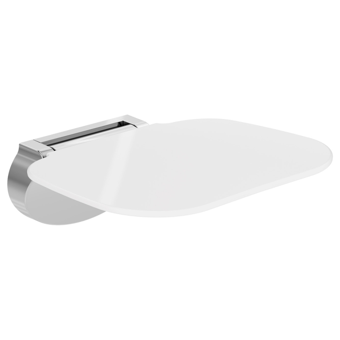 fienza Care Folding Shower Seat Chrome Base Satin White Seat