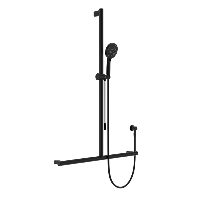 fienza Care Inverted T Rail Shower with Push/Pull Slider Matte Black