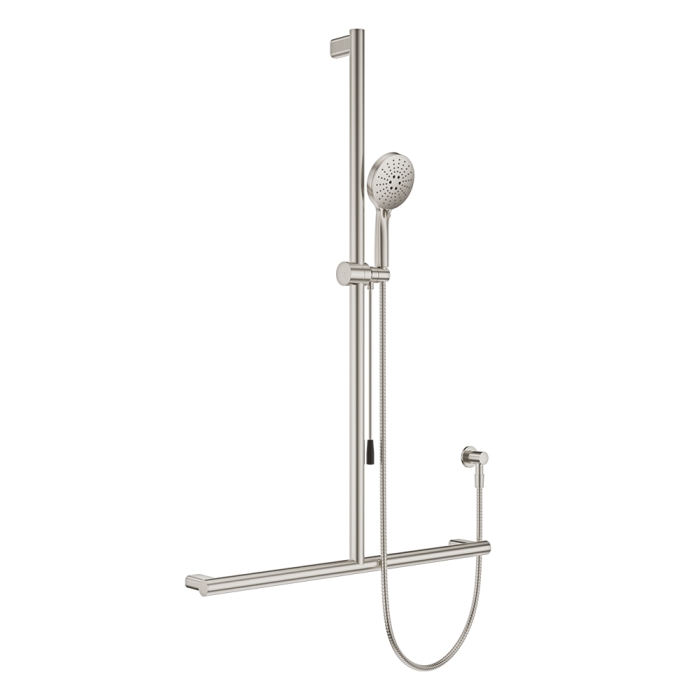 fienza Care Inverted T Rail Shower with Push/Pull Slider Brushed Nickel