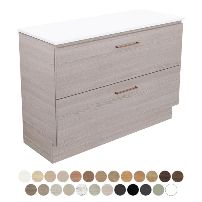 fienza Carmen All Drawer 1200 Double Bowl Floor Standing Vanity