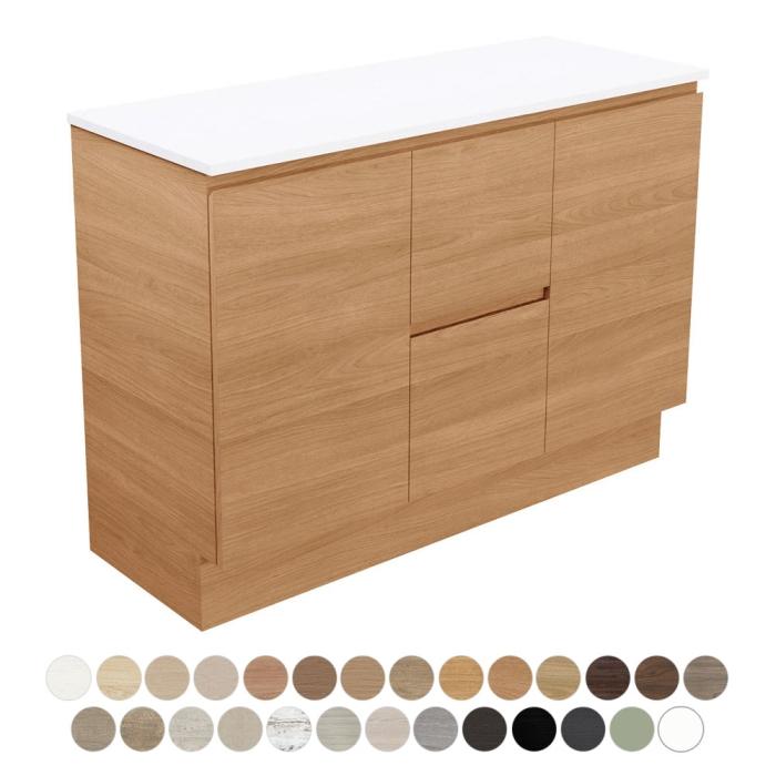 fienza Carmen Door & Drawer 1200 Double Bowl Floor Standing Vanity
