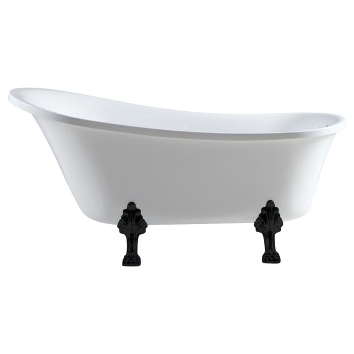 fienza Clawfoot Freestanding Acrylic Bath Matte Black Feet
