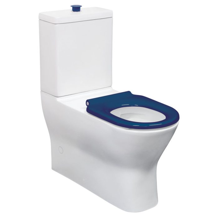 fienza Delta Care Back-to-Wall Toilet Suite Gloss White with Blue Seat