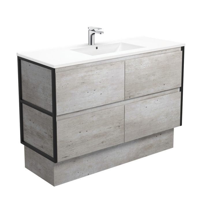 Fienza Dolce Amato 1200 Industrial Vanity On Kick Matte Black Frames
