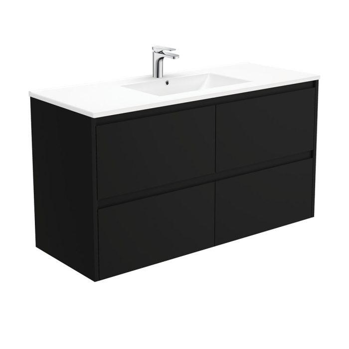 Fienza Dolce Amato 1200 Satin Black Wall-Hung Vanity